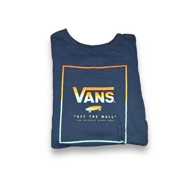 Vans Custom Fit Blue Branded Skater Graphic Tshirt Size Large - "Cora" - Picture 1 of 12